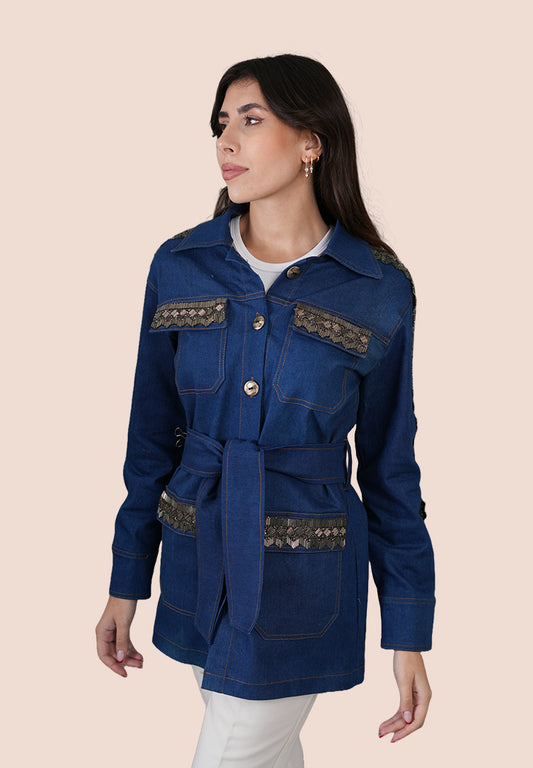 Midnight Luxe Embellished Denim Jacket