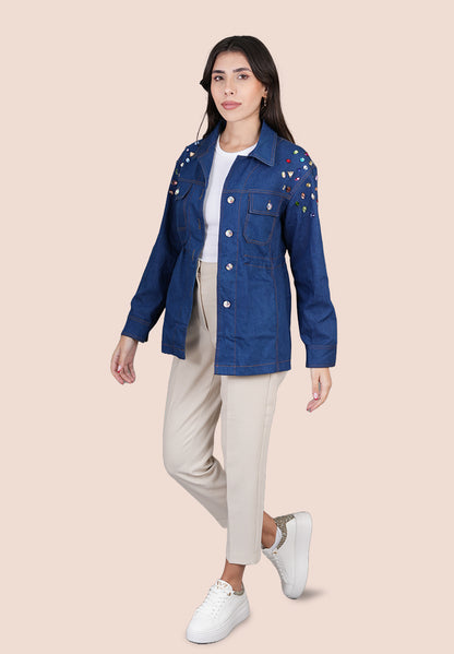 Jewel Aura Embellished Denim Jacket