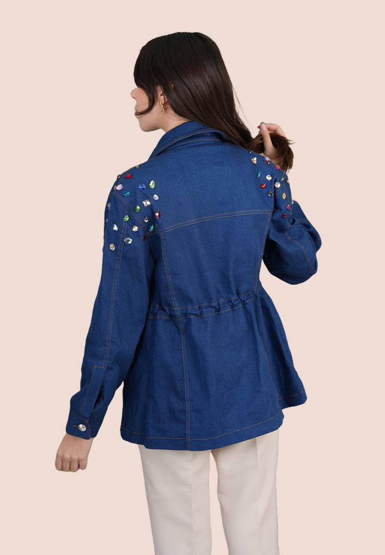 Jewel Aura Embellished Denim Jacket