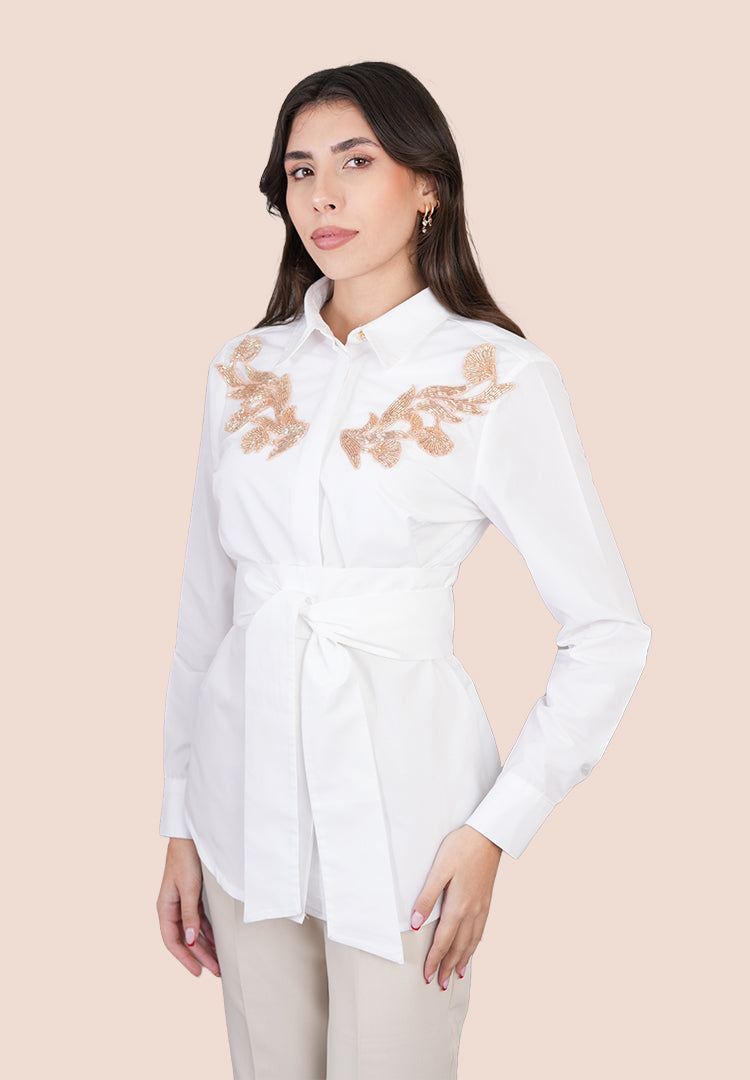 Ivory Radiance Embroidered Shirt