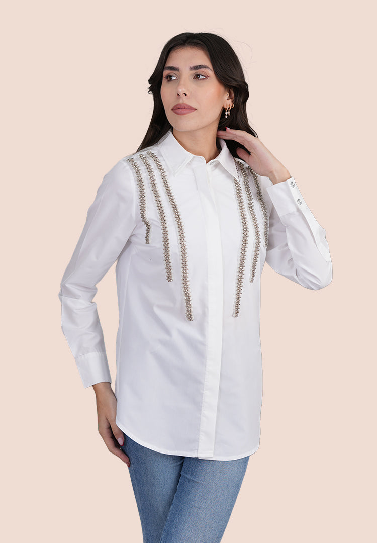 Silver Cascade Embellished Shirt