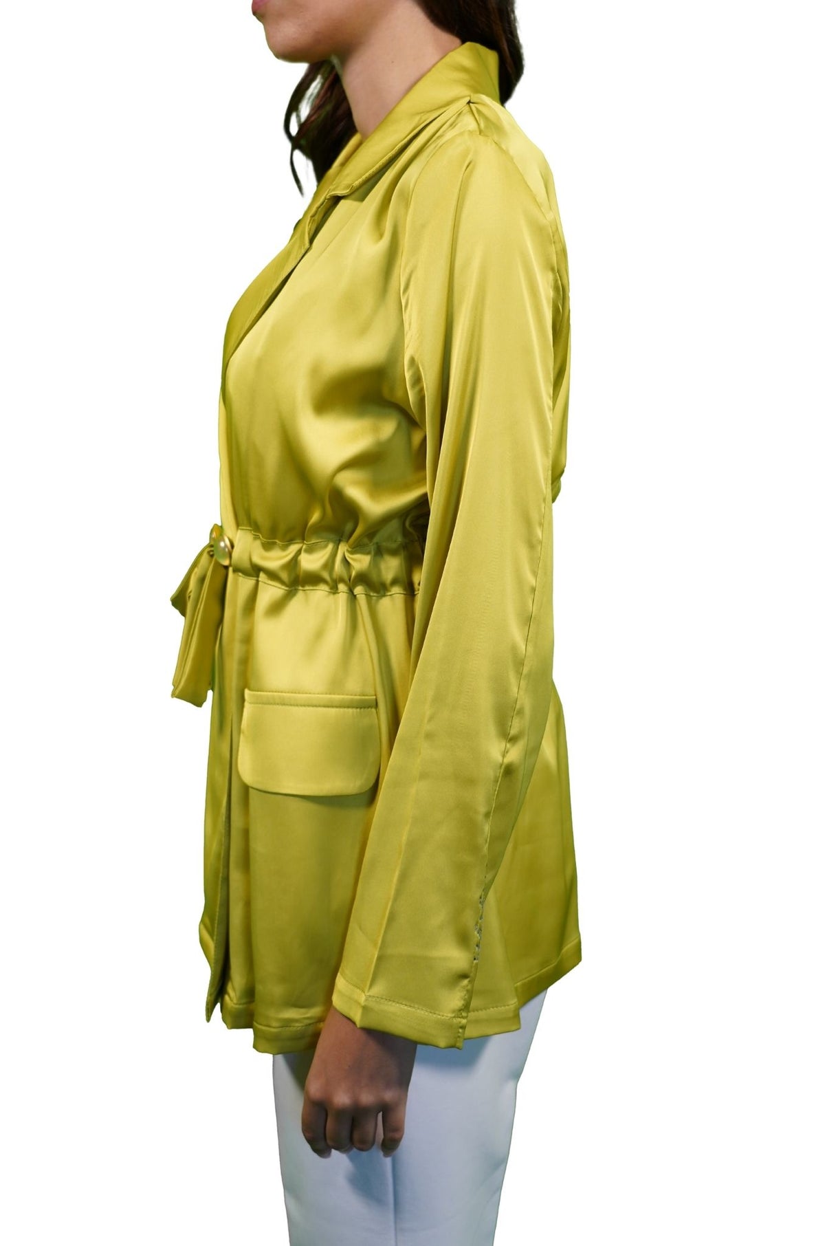 Chartreuse Chic Silk Jacke