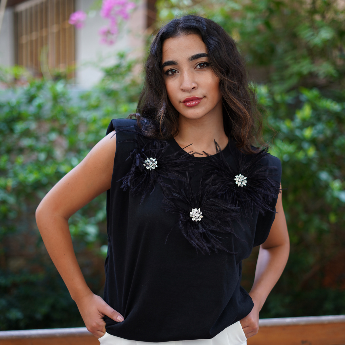 feather Black Top