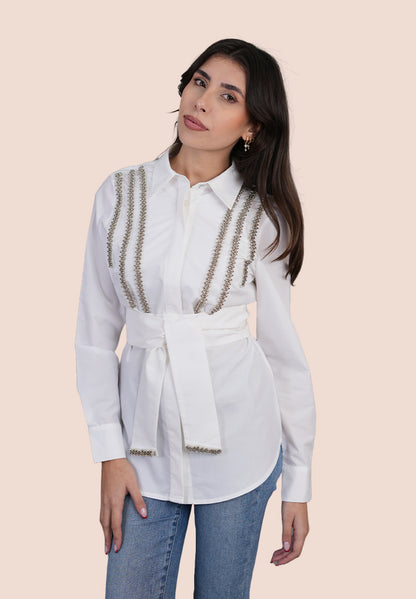 Silver Cascade Embellished Shirt