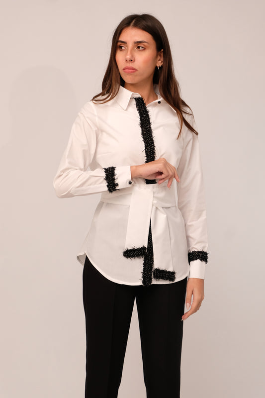 White contrast shirt