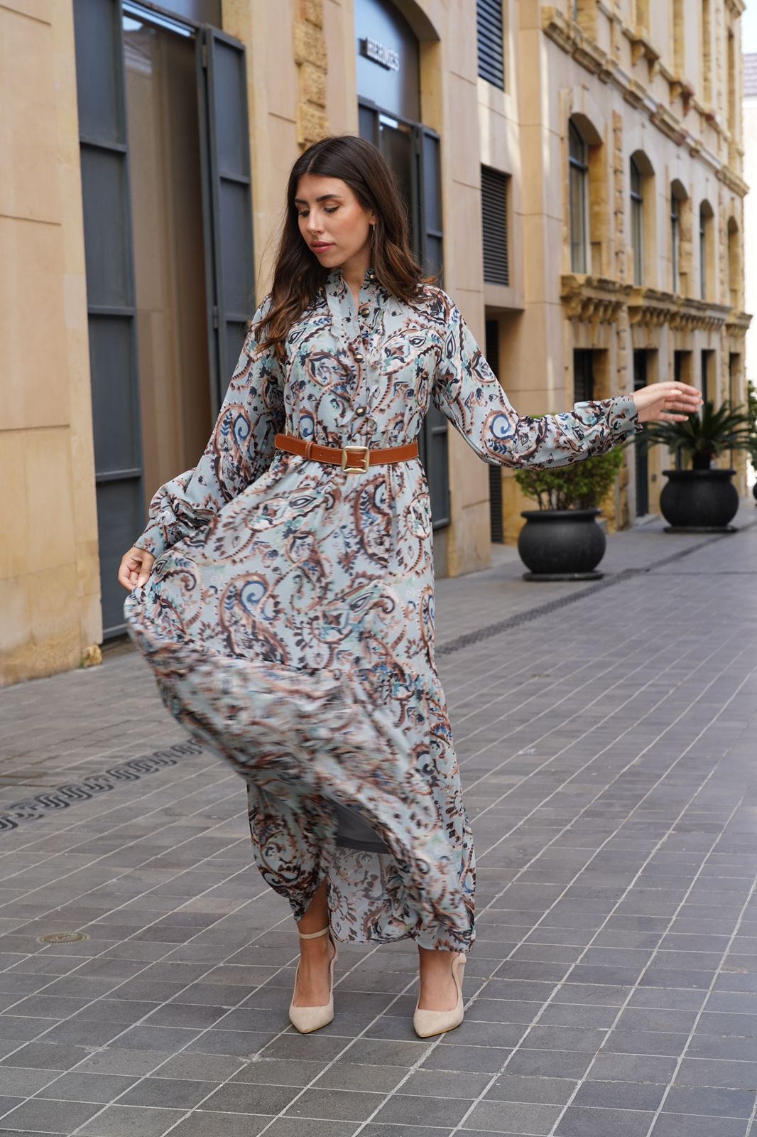 blue bohemian dress