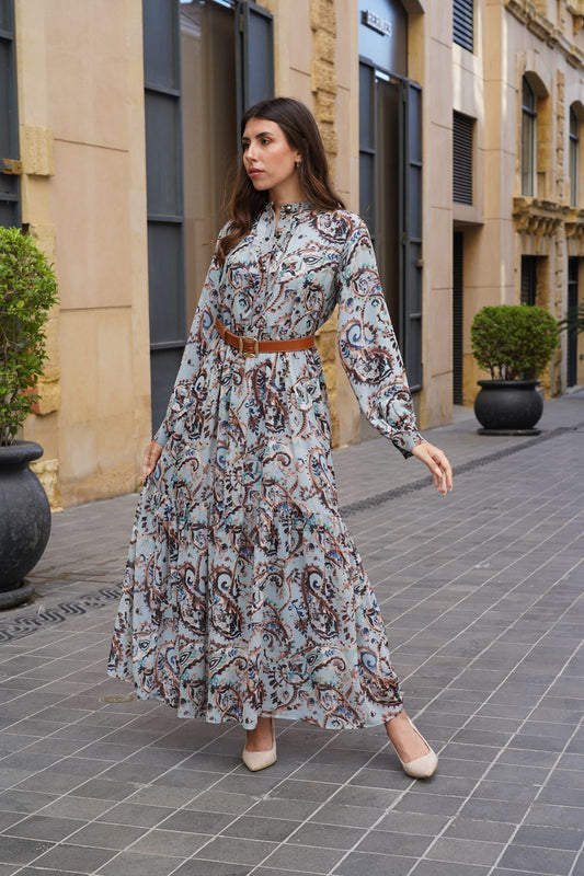 blue bohemian dress