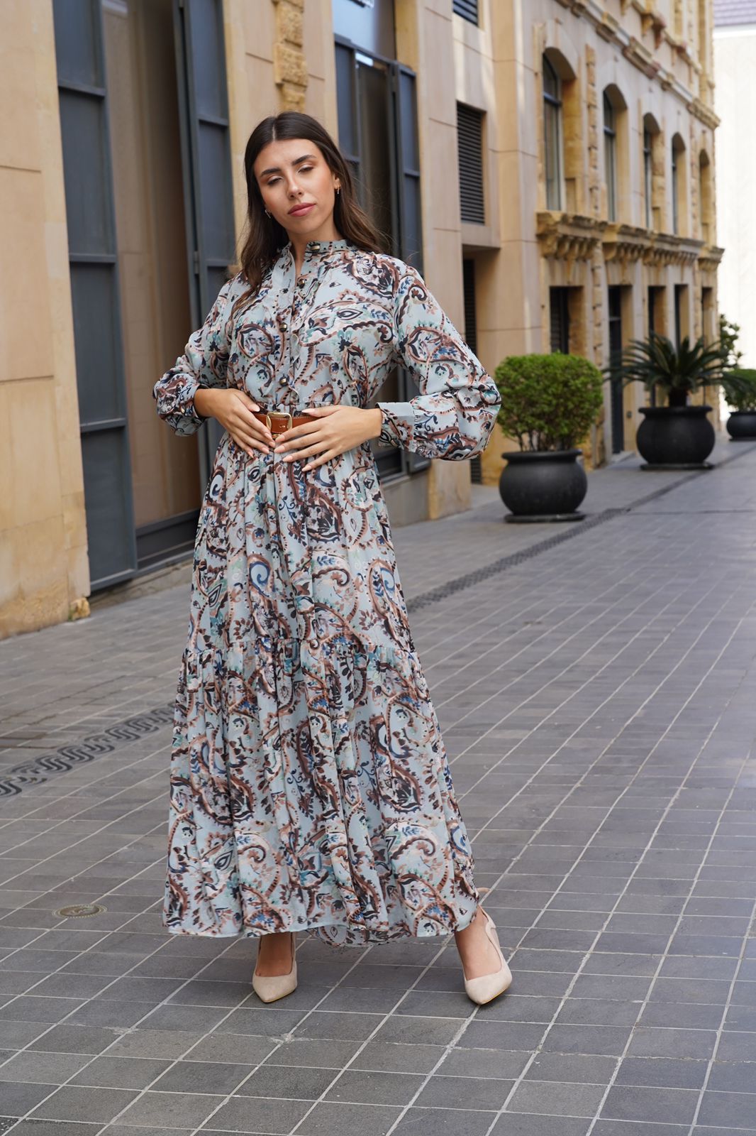 blue bohemian dress