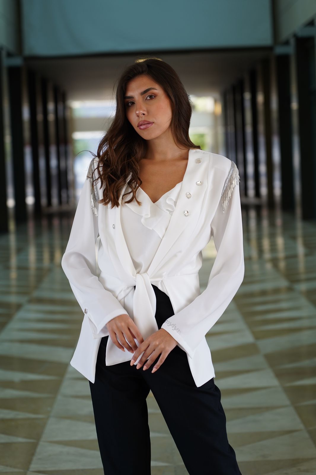 White Blazer with silver tassels